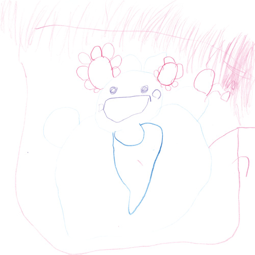 ひまわり畑の中で笑っているおーちゃん