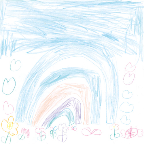 にじにきれいなはなとハート　