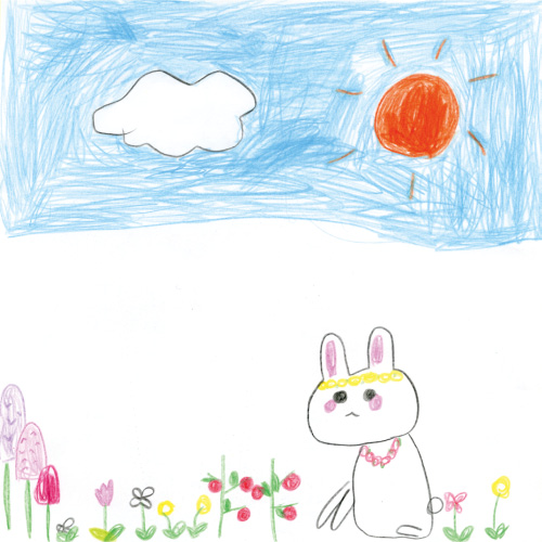 お花畑のうさぎ