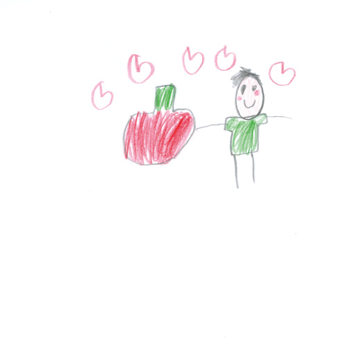 だいすきなりんごをたべる