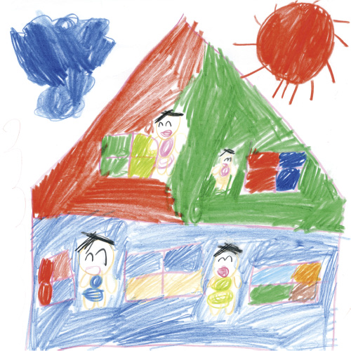 家族が笑っている絵