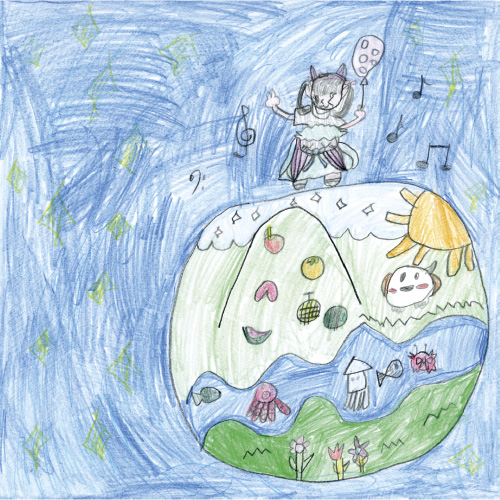 うちゅうで、おどってるところ。