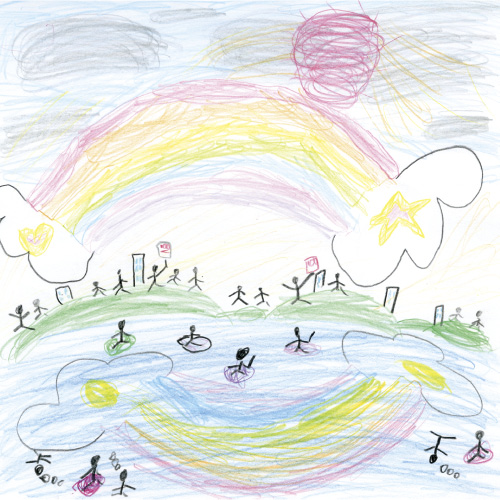 あめあがりににじがでてきたよ