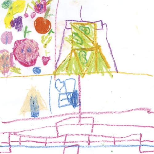 いろいろなくだものやむしやピアノ