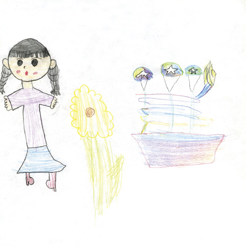 にじ色のアサガオを見つけた女の子