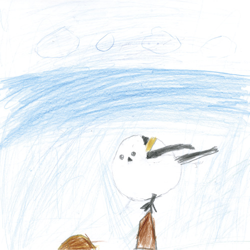 絶景を見るシマエナガ