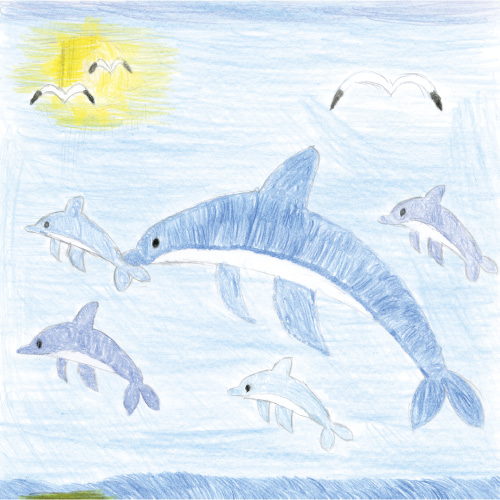 幸せなイルカの親子